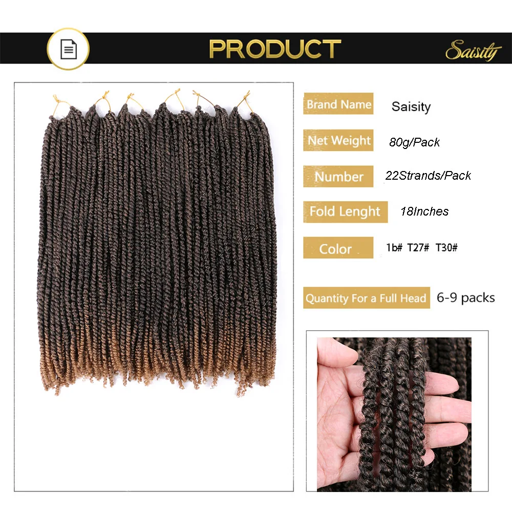 

Saisity 24Inch Passion Twist Hair Pre-Twisted Synthetic Braiding HairSpring Bomb Crochet Hair Extensions For Black Women