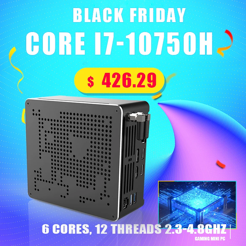 Мощный игровой ПК Intel Core i7 10750H 6 ядер 12 потоков 5 0 Гц UHD Graphics 630 NUC HDMI DP 2 * LANS Wi Fi