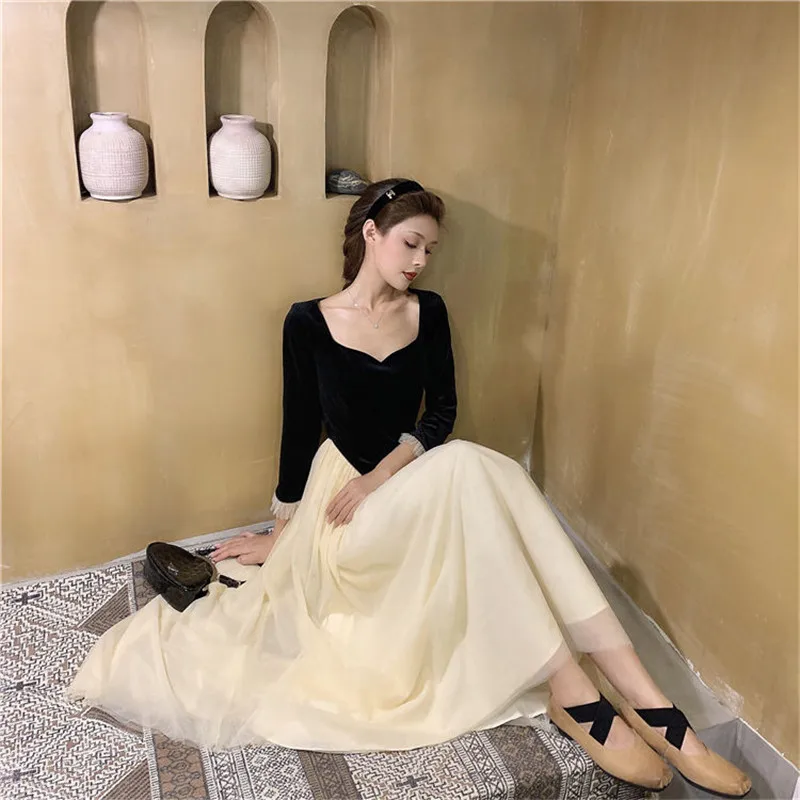 Элегантное Сетчатое платье принцессы 2020 модная женская одежда с квадратным