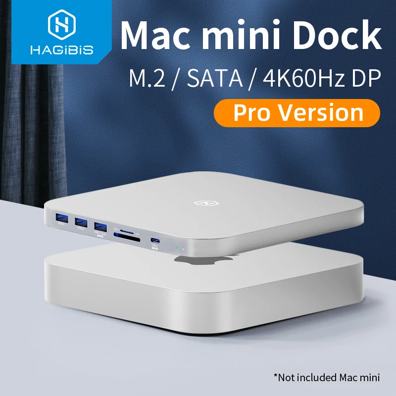 

Концентратор Hagibis USB C для Mac mini M1 с корпусом для HDD 2,5 дюйма SATA NVME M.2 чехол для SSD, HDD на USB C 3,1 Gen 2 DP SD/TF док-станция