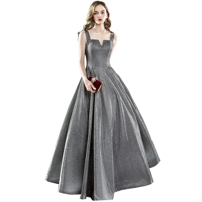 

Elegant O Neck Sleeveless Evening Dresses Fashion Robe De Soiree Bling Shining Sequin Banquet Prom Gown Women Slim Dress