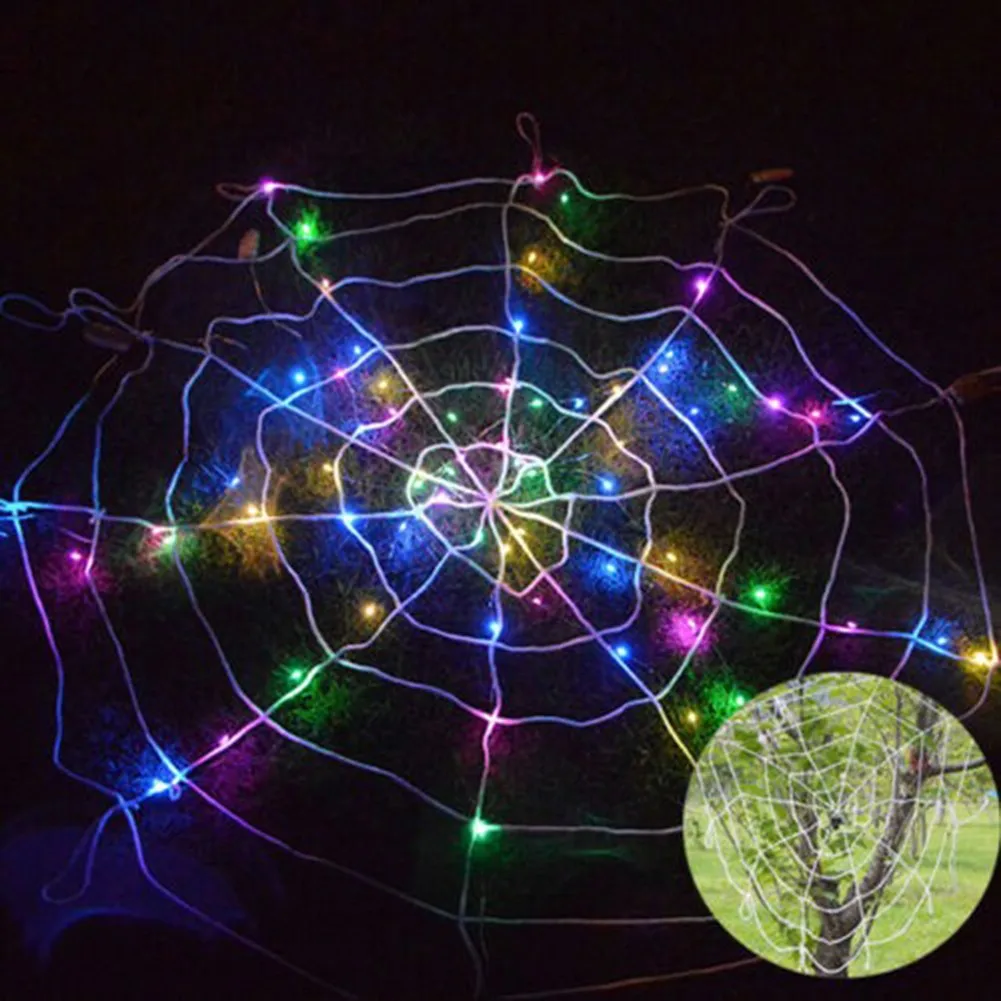 

LED Halloween Decoration Giant Spider Web Party Props Decor Outdoor Fancy Halloween Theme Lights Decoration