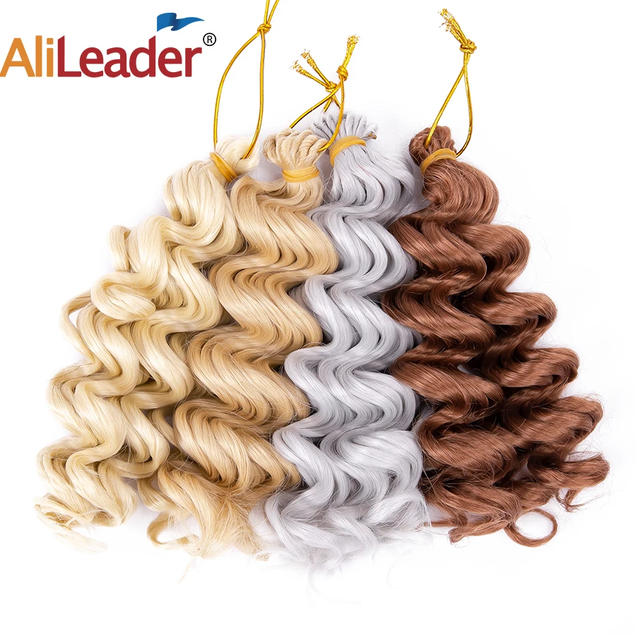 

Alileader 8Inch Pure Kinky Curly Synthetic Bundles Water Wave Freetress Weaves Brown Blonde Crochet Hair Extensions Body Wavy