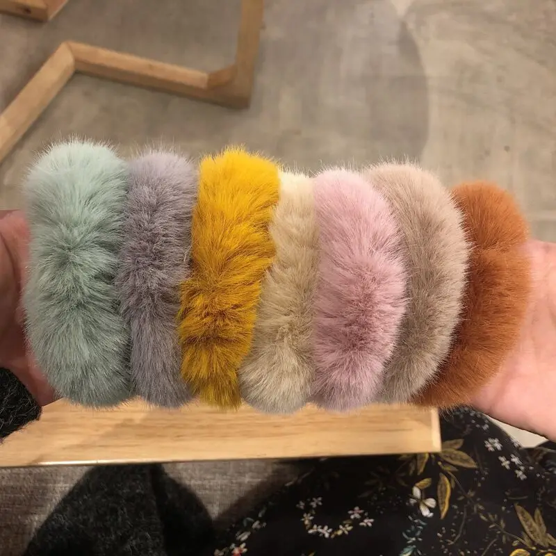 2019 New Winter Plush Scrunchies Women Girl Imitation Mink Elastic Hair Rubber Bands Accessories Tie Ring Holder Headdress |