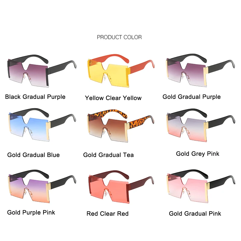 

LongKeeper Steampunk Square Sun Glasses Vintage Shades Rimless Oversized Sunglasses Women Designer Brand Luxury Eyewear UV400