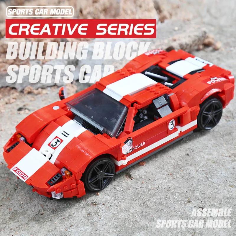 

Mould King Building Blocks Compatible With MOC-20825 Red Phanton Fords GT Racing Car Model Bricks Boys Car Toys Gifts