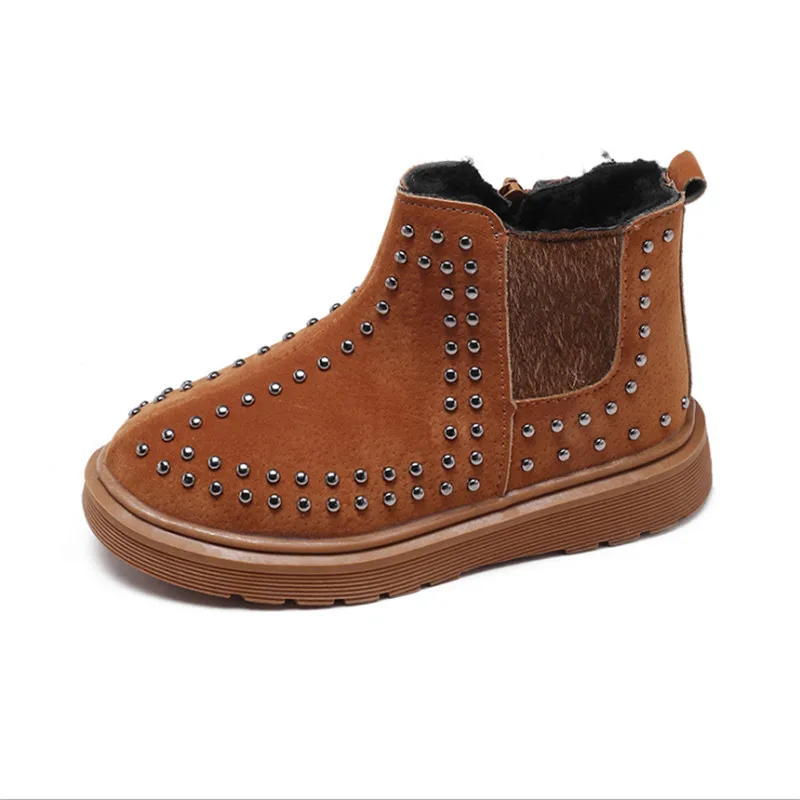 Детские Ботинки Martin осень и зима новые хлопковые ботильоны с заклепками обувь