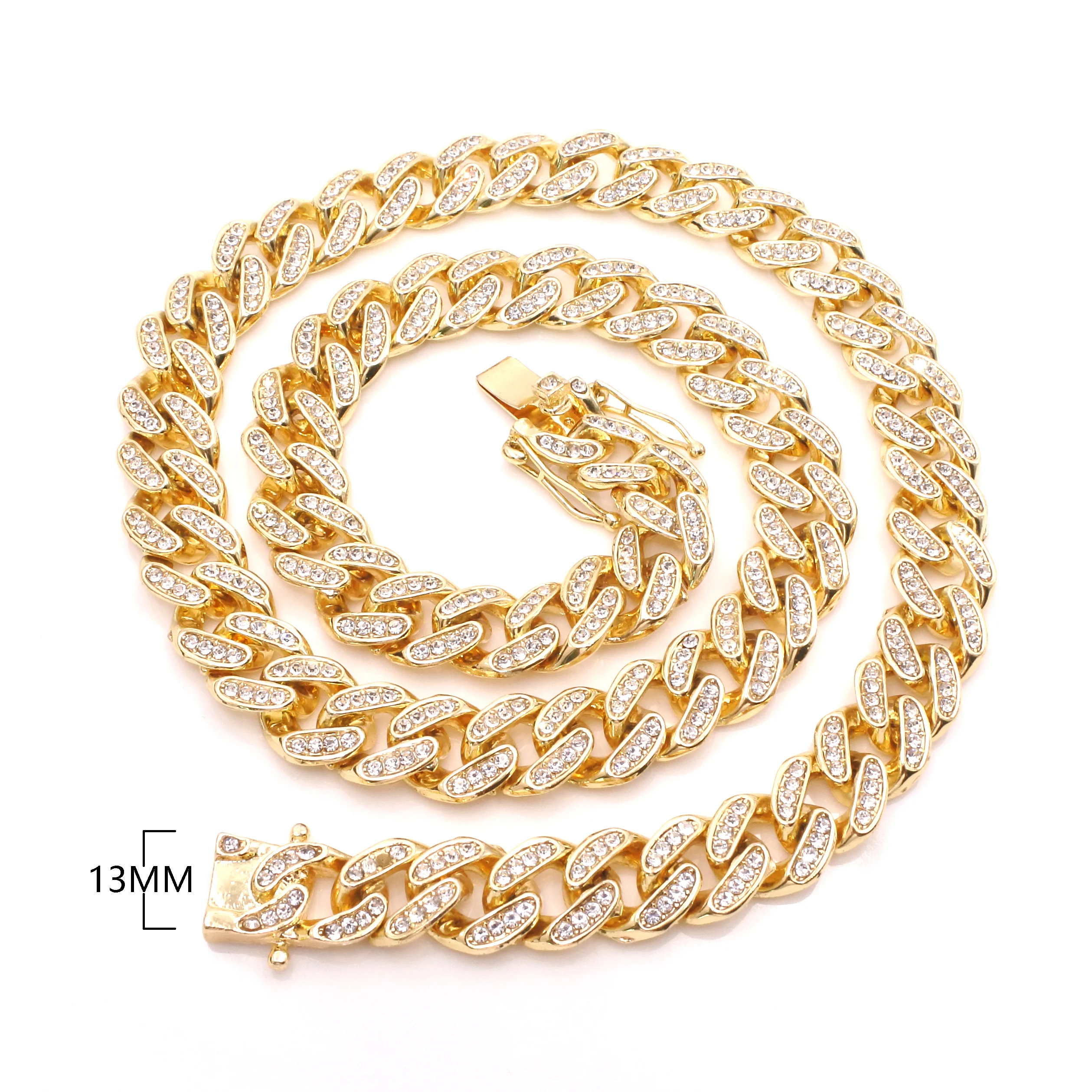 

2021 Fasion 13MM Cuban Link Diamond Chain Hip Hop Trend Gold Silver Color Big Jesus Pendant Religious Necklace Jewelry