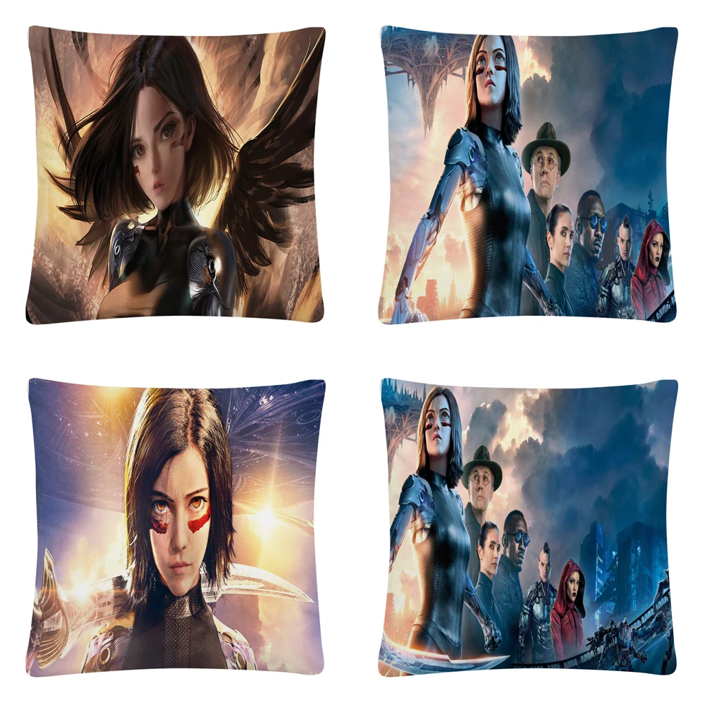 

Battle/Angel Alita exquisite battle pattern Soft Short Plush Cushion Cover Pillow Case for Home Sofa Car Decor Pillowcase45X45cm