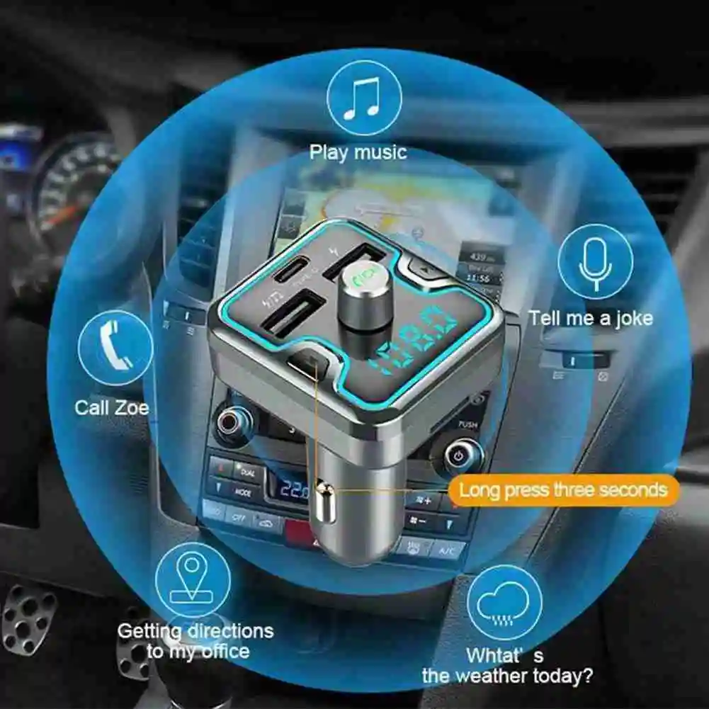 

Bluetooth-compatible Wireless Car Kit Handsfree LCD FM Transmitter Dual USB Car Charger MP3 Music TF Card U Disk AUX Player