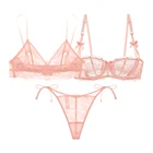 Ультратонкий удобный сексуальный комплект с бюстгальтером с регулируемыми тонкими бретельками, стринги, комплект нижнего белья, бюстгальтер с треугольной чашечкой + бюстгальтер с чашечкой 12 + V-стринги, 3 шт.компл.