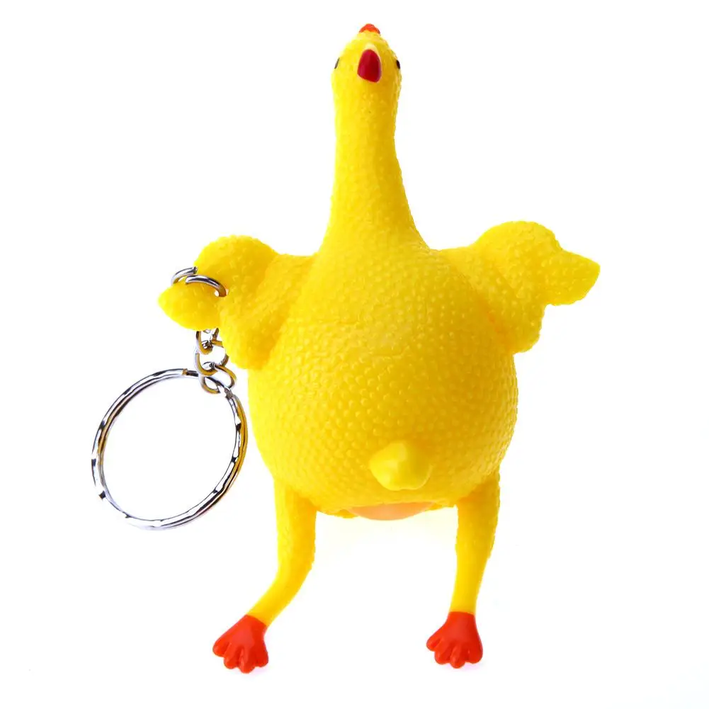 

1pc Jokes Toys Stress Relief Novelty Funny Squeeze Tricky Gadgets Keychain Chicken Egg Laying Hens Cute Halloween Gifts