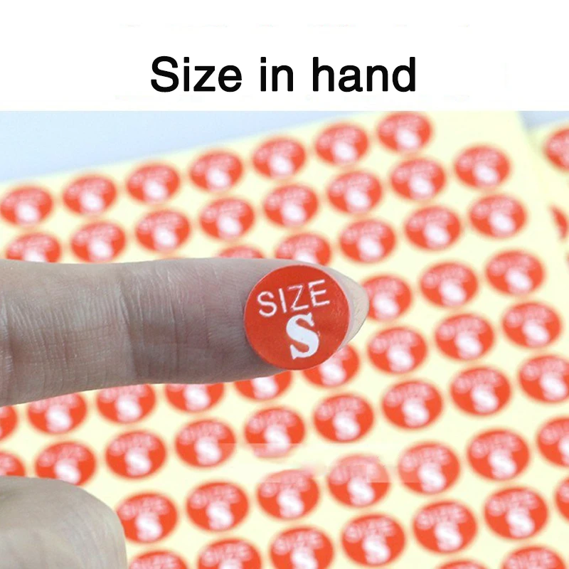 Бумажные наклейки ярлыки для одежды размера красного цвета диаметр 13 мм