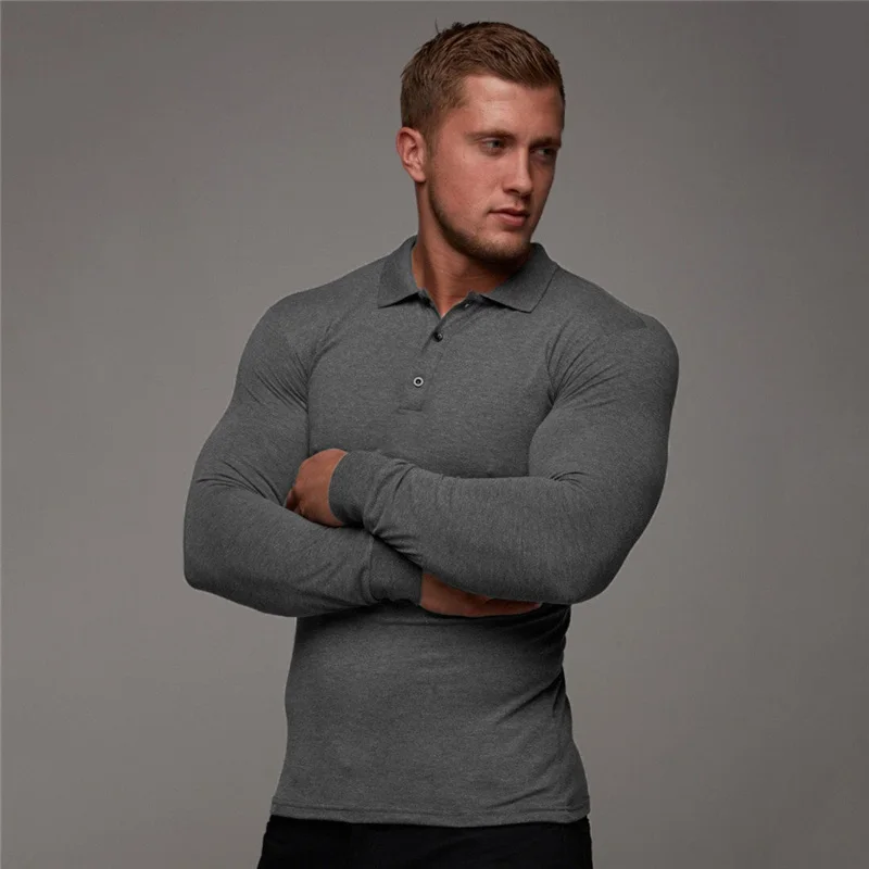 

New Brand Cotton Breathable Men's Polo Shirt Fitness Men Cotton Long Sleeve Poloshirt Brands Clothing Autumn Mens Polo Shirts