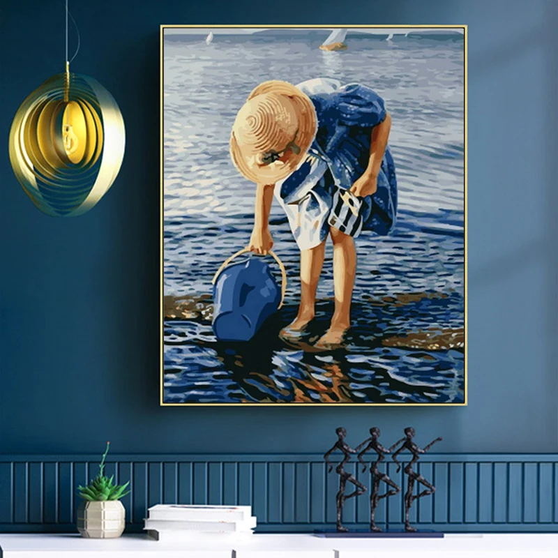 Краска по номерам художественная живопись Милая маленькая девочка реалистичный