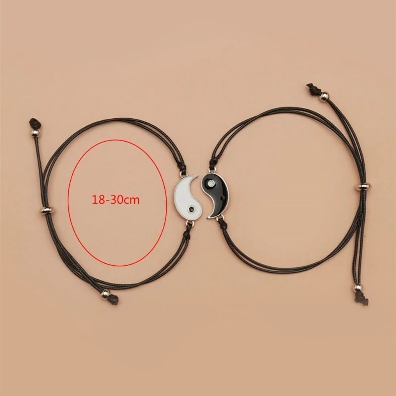 2 шт. соответствующие Инь регулируемый браслет шнура для дружеские отношения