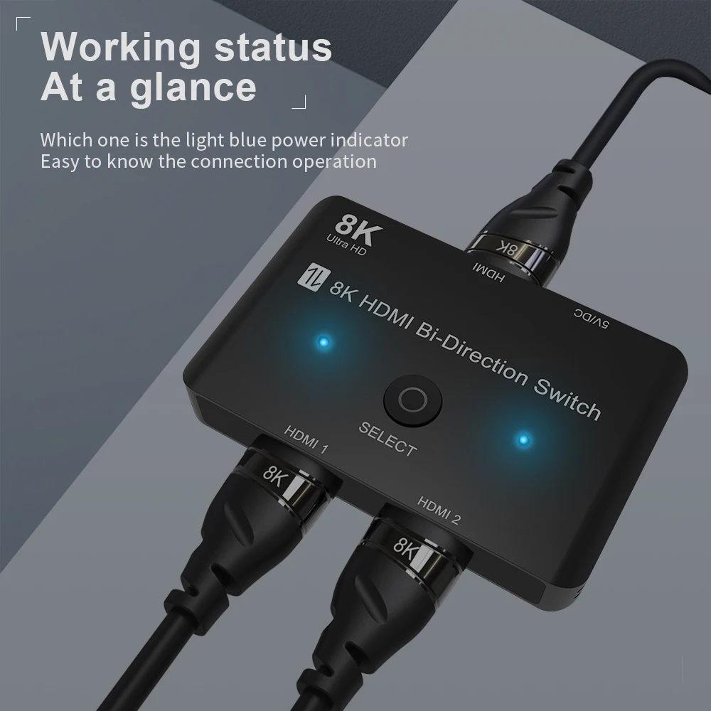 Новый Коммутатор HDMI 2 1 двусторонний 1x2 или 2x1 сплиттер 48 Гбит/с 8K @ 60Hz 4K 120Hz кнопка