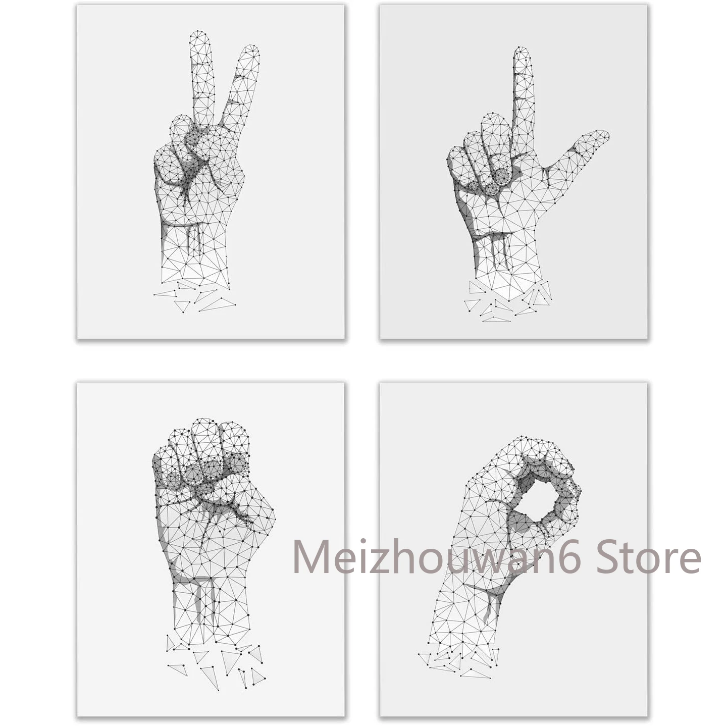 

Love Sign Language Wall Art Decor Metal Tin Sign Set of 4 (8x12) Inch Poster Tin Sign Metal Plaque Bedroom Living Room Gift Idea
