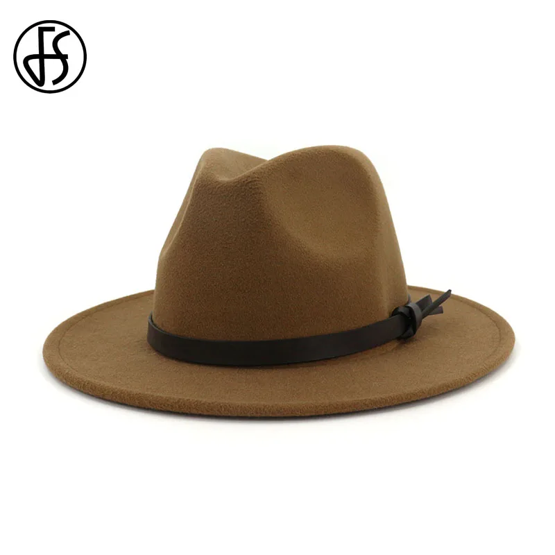 Женская фетровая шляпа FS однотонная с широкими полями на осень/зиму 2019|Мужские