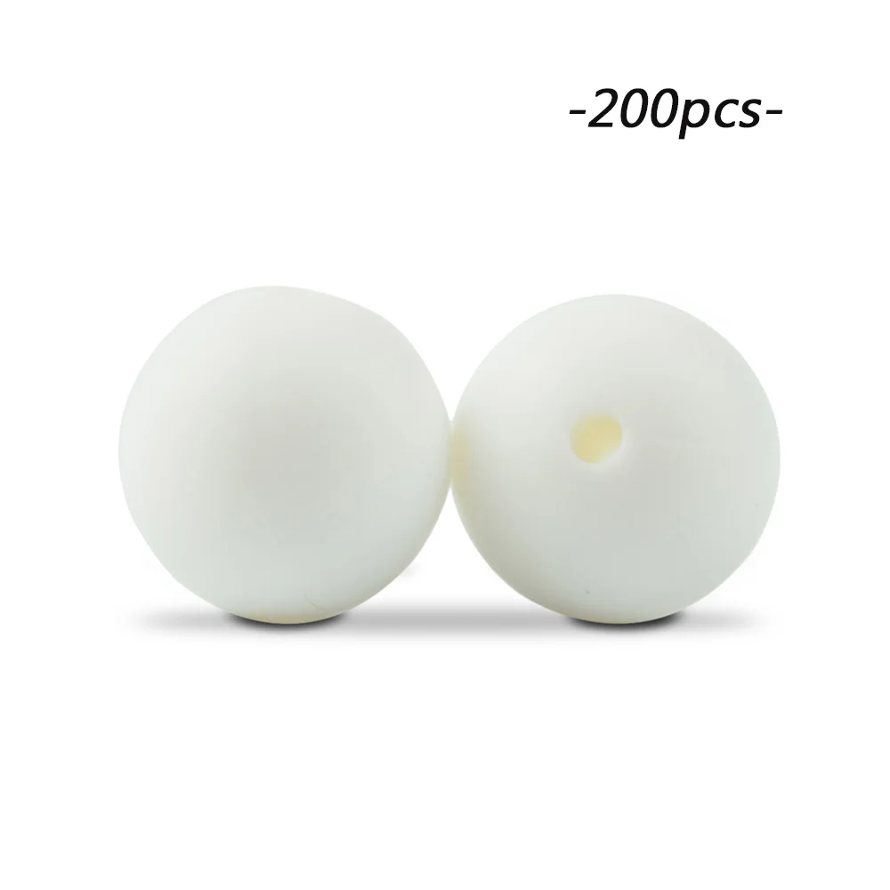 snow LOFCA 200 шт./лот, силиконовые бусины, 15 мм, Круглый прорезыватель, ожерелье, детский прорезыватель, игрушка, BPA бесплатно, сделай сам, жевательные подвески, аксессуары для новорожденных, кормящих - Цвет: snow