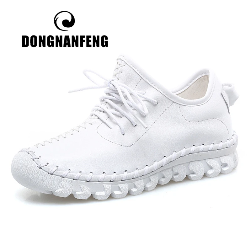 DONGNANFENG/женские белые туфли из натуральной кожи на плоской подошве Лоферы