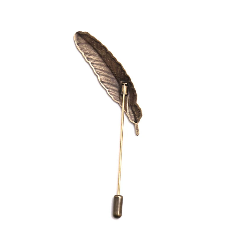Мужская Винтажная брошь в виде перьев Металлическая Булавка для лацкана
