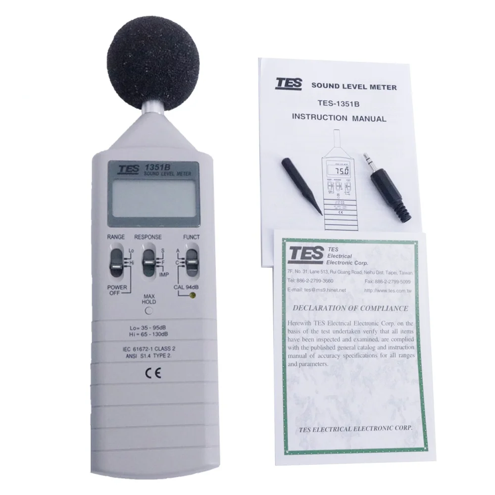 

TES-1351B цифровой измеритель уровня шума 1,5 Гц до 8 кГц 30 130 дБ