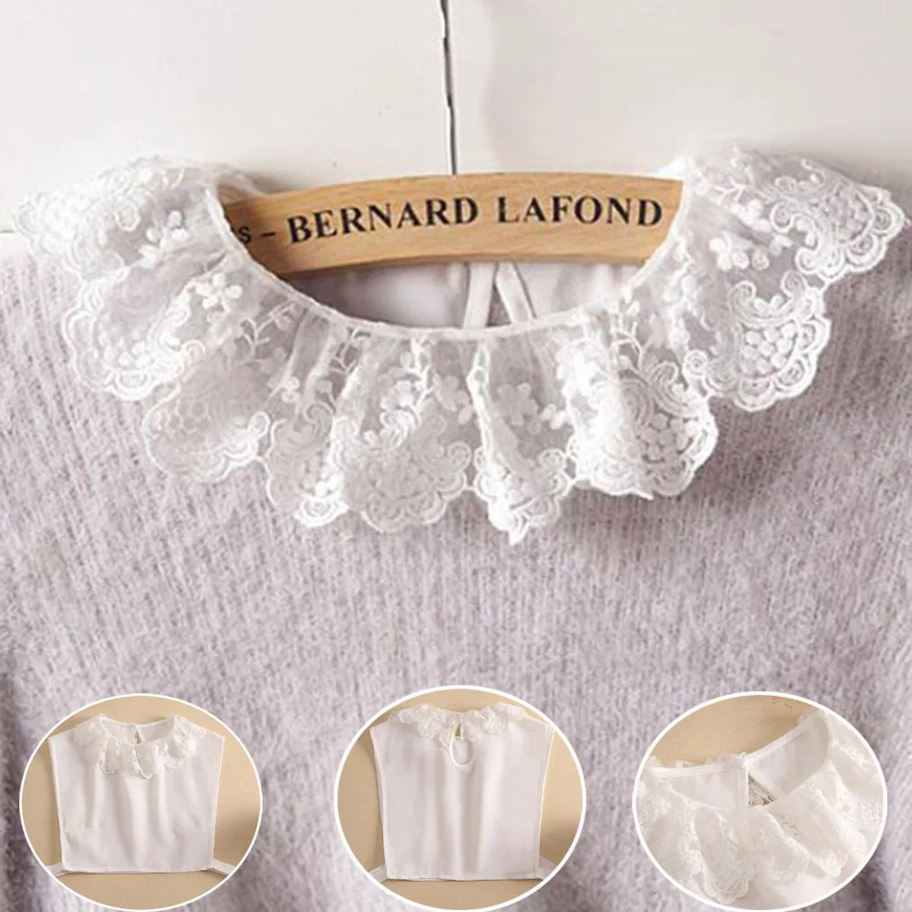 

2022 New Cute Lace White Cotton Detachable Collars False Collar Ladies Fake Collar Decorative Neck Tie Women Necktie Gift