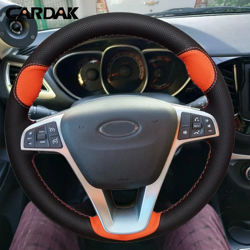 WCaRFun искусственной кожи чехол рулевого колеса автомобиля для Lada Vesta SW X-Ray