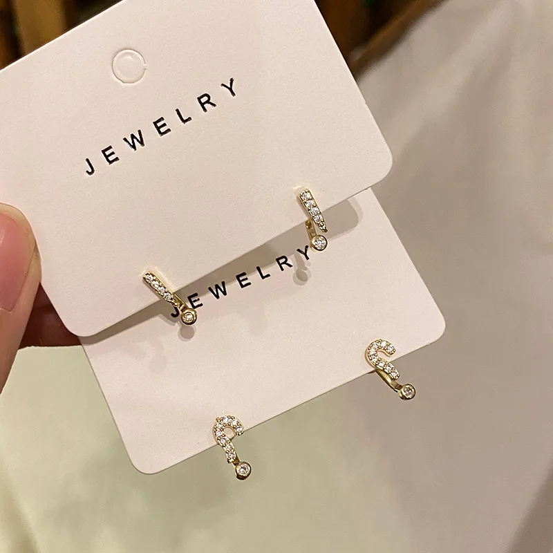 

!!  Shape Creative Symbol Crystal Zircon Stud Earring For Women Girls Party Jewelry 2021 New Design Personality Ear Accessory