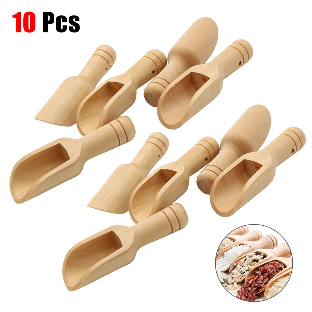 

10 PCS Mini Wooden Spoon Round HandleTeaspoon Small Salt Shovel Milk Powder Scoops Condiment Spoons Coffee Tea Sugar Spoon