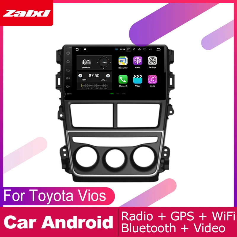 ZaiXi android автомобильный gps мультимедийный плеер для Toyota Vios Yaris 2018 dvd навигация Радио