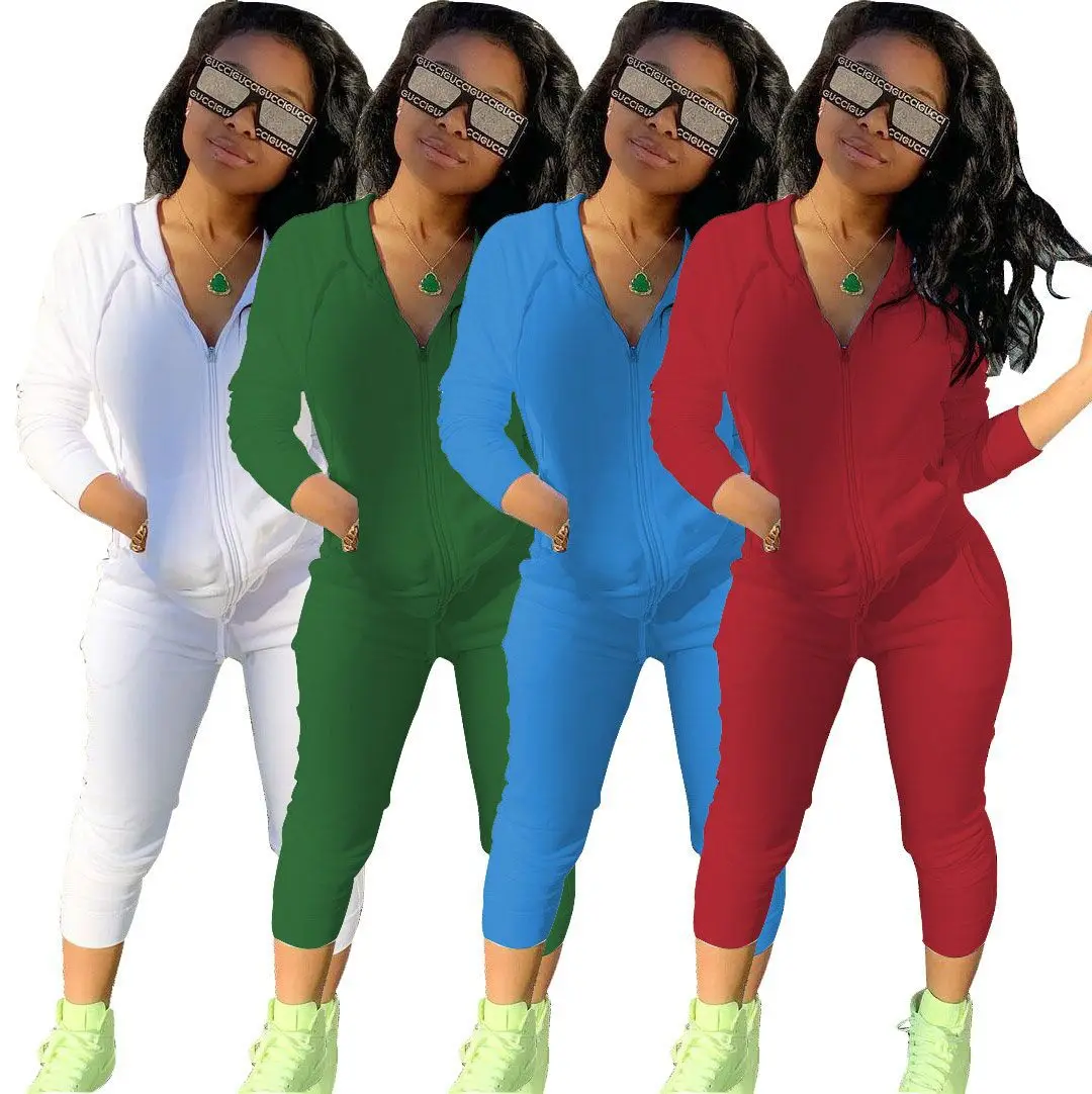 

Casual Women Tracksuit Two Piece Set Hooded Jacket Coat And Long Pants Sportsuit Matching Suit Clothes For Women Outfit