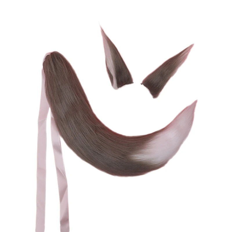 K3NF женский головной убор с длинными меховыми ушками животных набор плюшевых