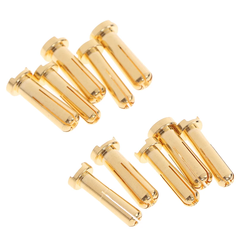 

5pcs 4/5mm Bullet Banana Plug Connector Male Female for RC Battery Part Gold Plated