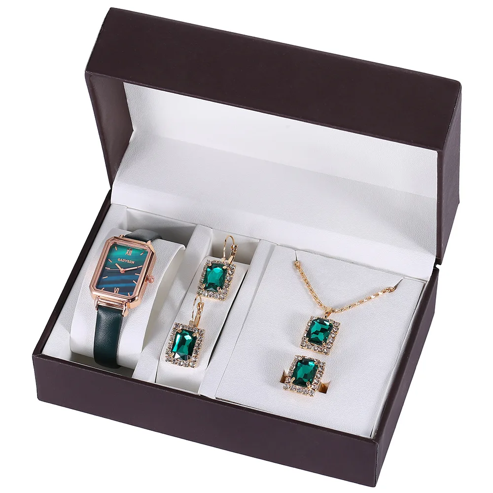 

Elegant Gift Set Belt Quartz Watch+necklace+ring+earring (4pcs/set)