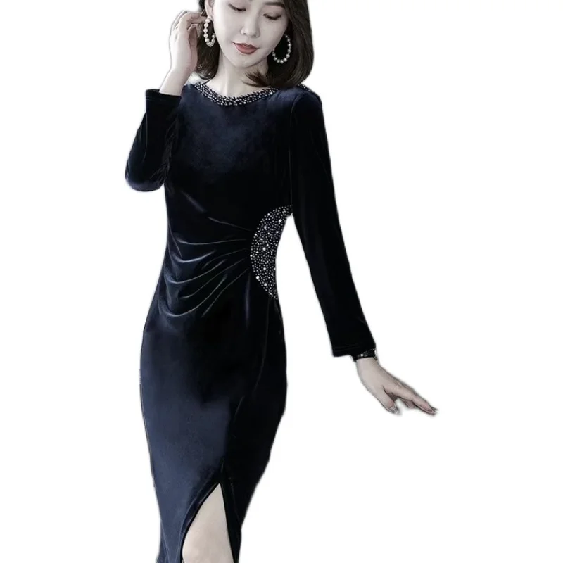 

COIGARSAM Women dress Spring Dresses Green Blue Wine Red 8900
