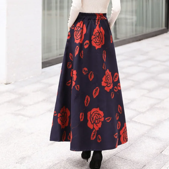 Осенне зимняя шерстяная длинная юбка макси для женщин модная женская 2019