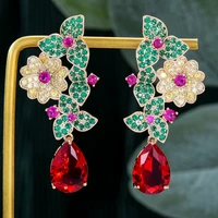 trendy boho sweet romantic luxury flowers earrings with zirconia stones 2022 women engagement party jewelry high quality
