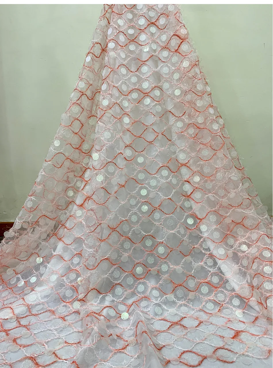 Белый цвет Высокое качество африканская кружевная ткань с блестками 2020