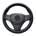 Черная искусственная кожа Чехол рулевого колеса автомобиля для BMW M спортивные M3 E90 E91 (универсал) E92 E93 E87 E81 E82 (купе) E88 X1 E84