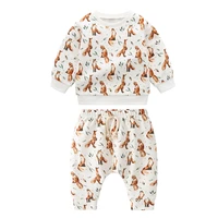 0 36m spring baby clothing set organic cotton baby boy girl clothes long sleeve pulloverpant suit digital printing clothing