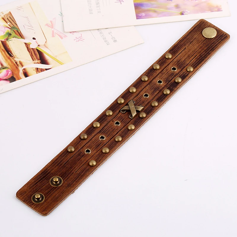 Женский Мужской Браслет из натуральной кожи широкий браслет на запястье с