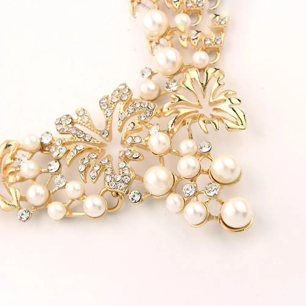 Женский сплав в форме листа с бриллиантами жемчужное ожерелье женский корейский
