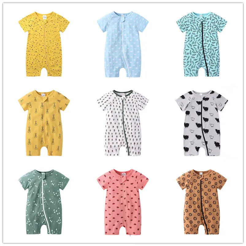 

Newborn Rompers Toddler Kids Baby Boy Short Sleeve Romper Print Zipper O-neck Infant Jumpsuit Summer Boys&Girls Outfit Clothes
