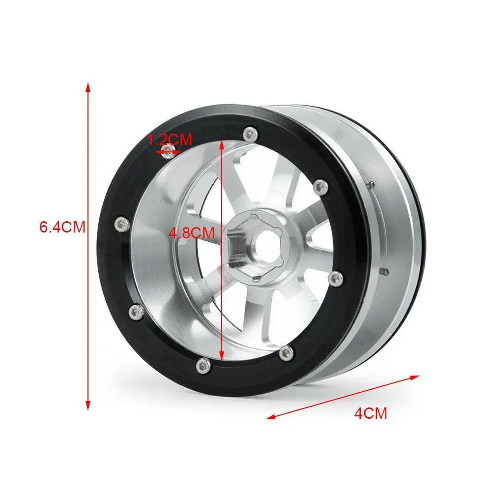 

4PCS 2.2Inch Black Silver Wheel Alloy Mental Beadlock Car Easy Parts For 1/10 Wheel Wheels RC Hub Replace To Accessorie A0V9