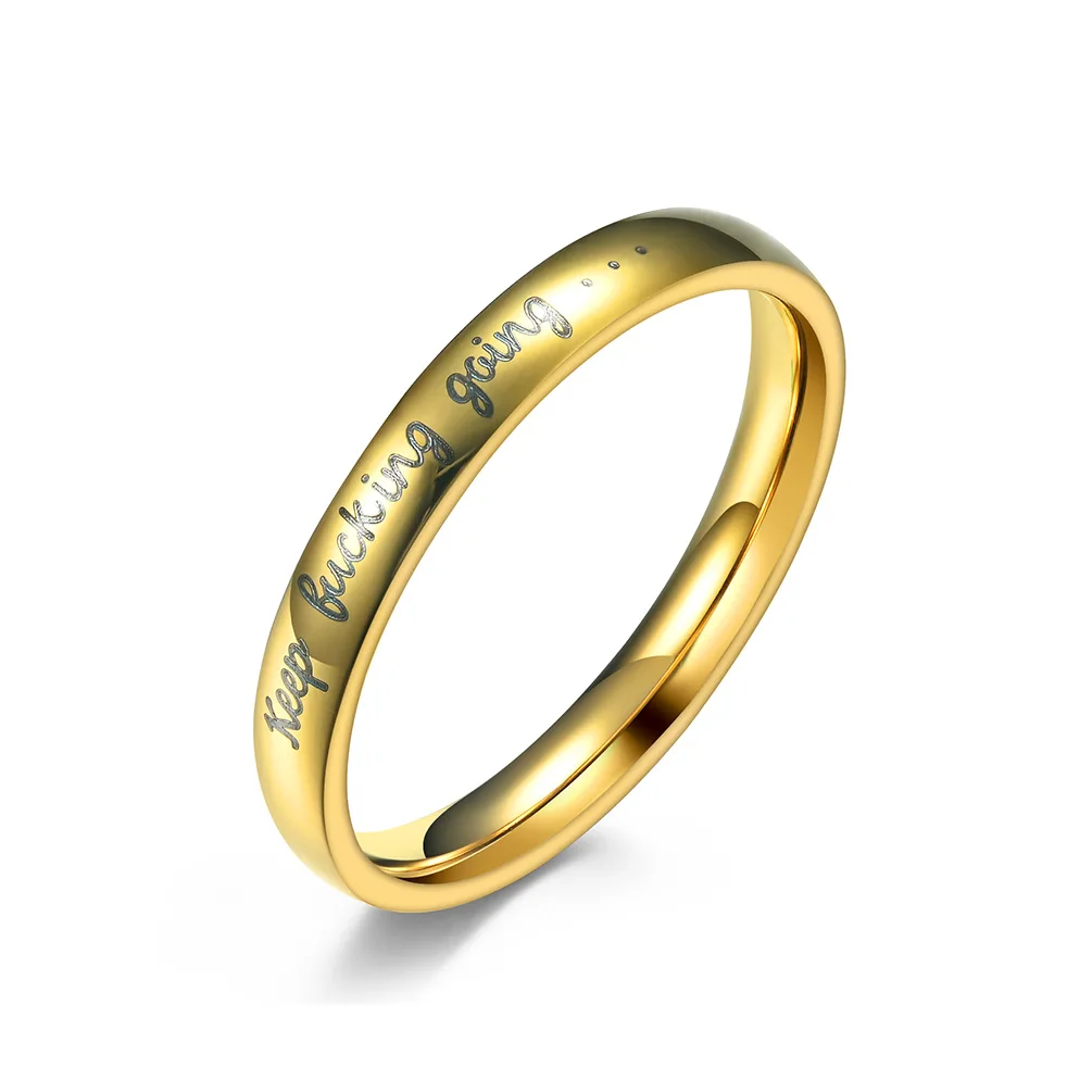 

Engraved with Laser KEEP FUCKING GOING Self-motivation Motto Titanium Steel Ring