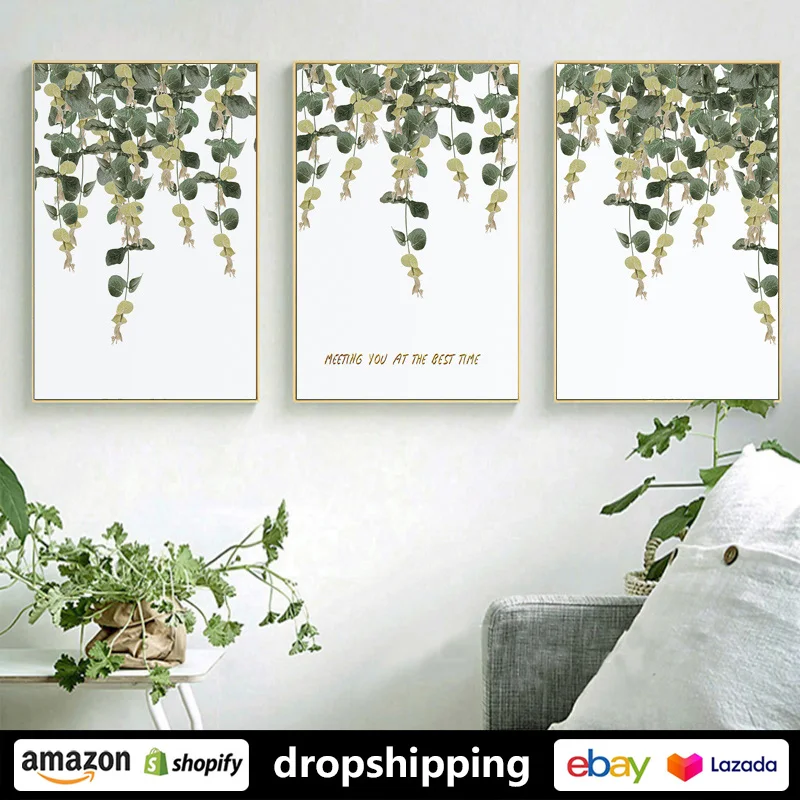 Художественная зона современный минималистичный зеленый лист печать на холсте