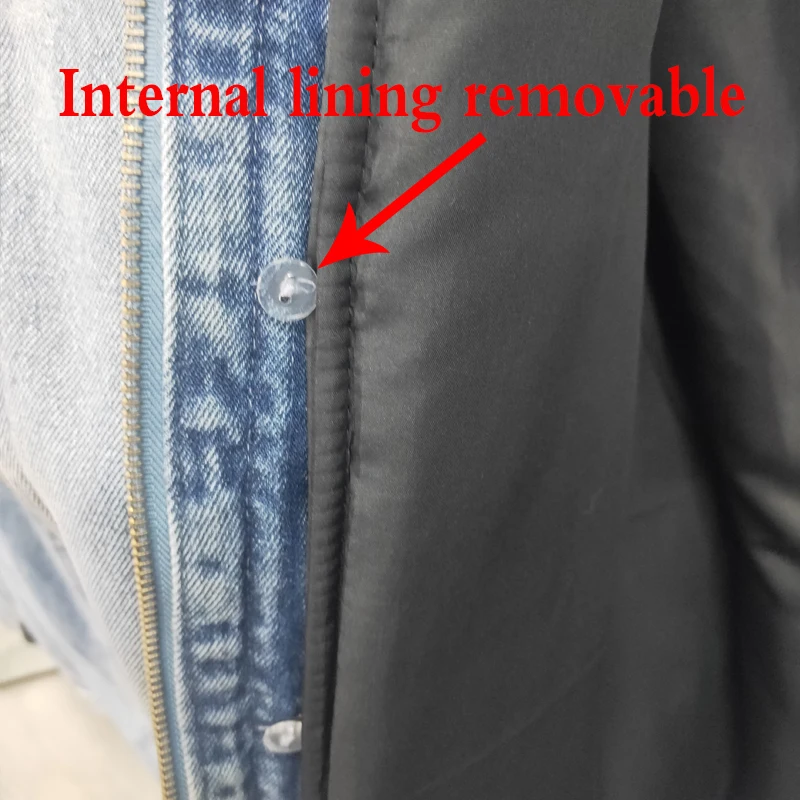 Winter loose thickening removable Rex rabbit hair liner cowboy parkas Natural Fox fur cuff collar female short coat Natural