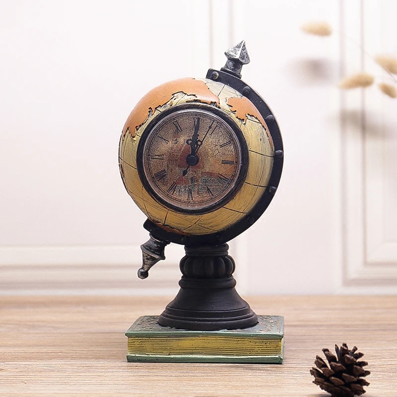 Креативные Круглые настольные часы в стиле ретро фигурка земли домашняя
